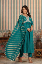 Load image into Gallery viewer, Festive Kurta Pant &amp; Dupatta Suit Set
