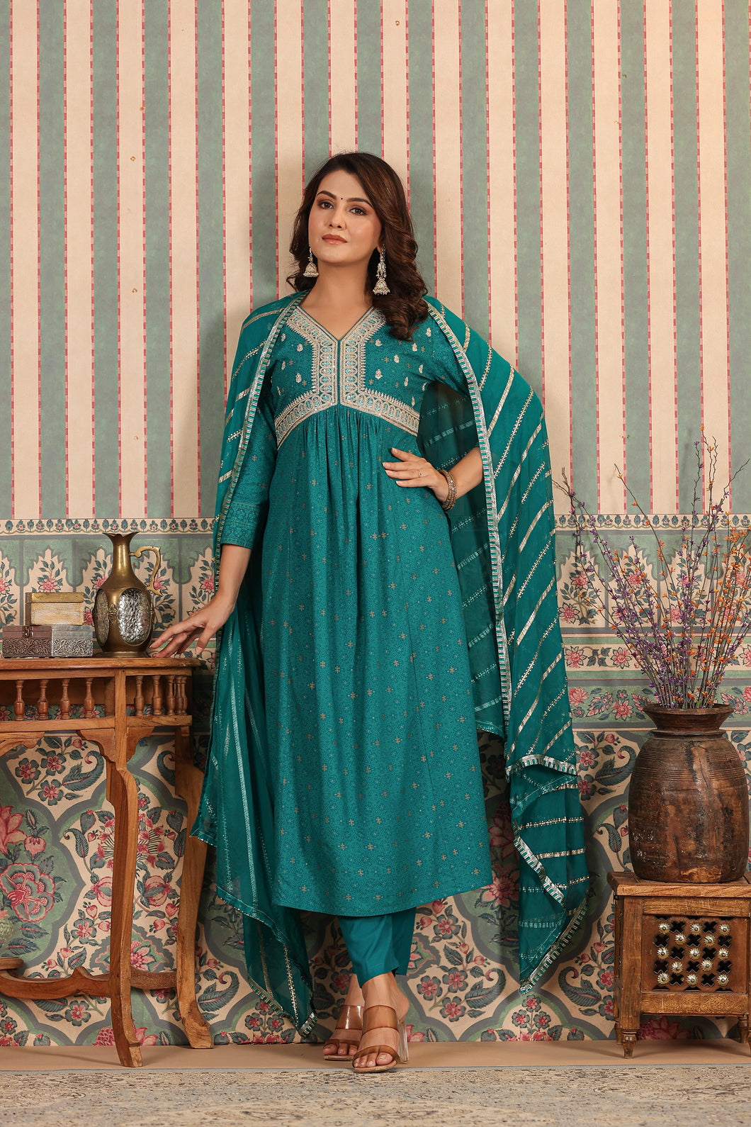 Festive Kurta Pant & Dupatta Suit Set