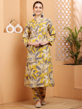 Load image into Gallery viewer, Yellow Cotton Kurti coord Set
