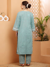 Load image into Gallery viewer, Sea-Green Kurta and Pant Suit Set
