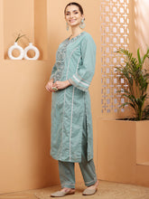 Load image into Gallery viewer, Sea-Green Kurta and Pant Suit Set
