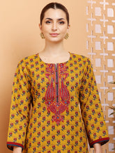 Load image into Gallery viewer, Mustard Embroidered Cotton Kurta
