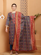 Load image into Gallery viewer, Blue Kurta Pant Dupatta Suit Set
