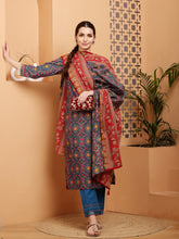 Load image into Gallery viewer, Blue Kurta Pant Dupatta Suit Set
