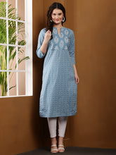 Load image into Gallery viewer, Blue Summer Cotton Kurta
