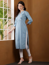 Load image into Gallery viewer, Blue Summer Cotton Kurta
