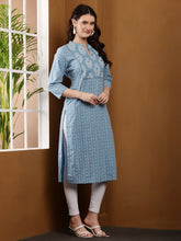 Load image into Gallery viewer, Blue Summer Cotton Kurta
