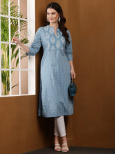 Load image into Gallery viewer, Blue Summer Cotton Kurta
