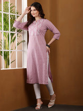 Load image into Gallery viewer, Mauve Summer Cotton Kurta
