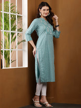 Load image into Gallery viewer, Jade Green Summer Cotton Kurta
