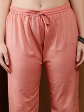 Load image into Gallery viewer, Peach Printed Handloom Cotton Suit Set
