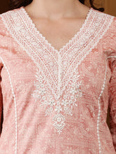 Load image into Gallery viewer, Peach Printed Handloom Cotton Suit Set
