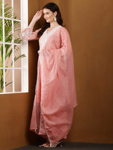Load image into Gallery viewer, Peach Printed Handloom Cotton Suit Set

