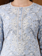Load image into Gallery viewer, Powder Blue Floral Cotton Suit Set
