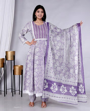 Load image into Gallery viewer, Purple Kurta Pant Dupatta Suit Set
