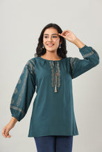 Load image into Gallery viewer, Short Kurti / top - Teal blue
