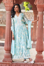 Load image into Gallery viewer, Embroidered Chinon Anarkali Suit set
