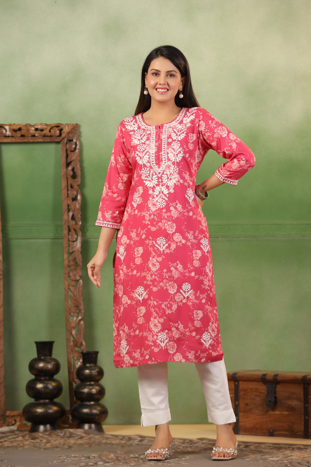 Embroidered Rayon Kurta