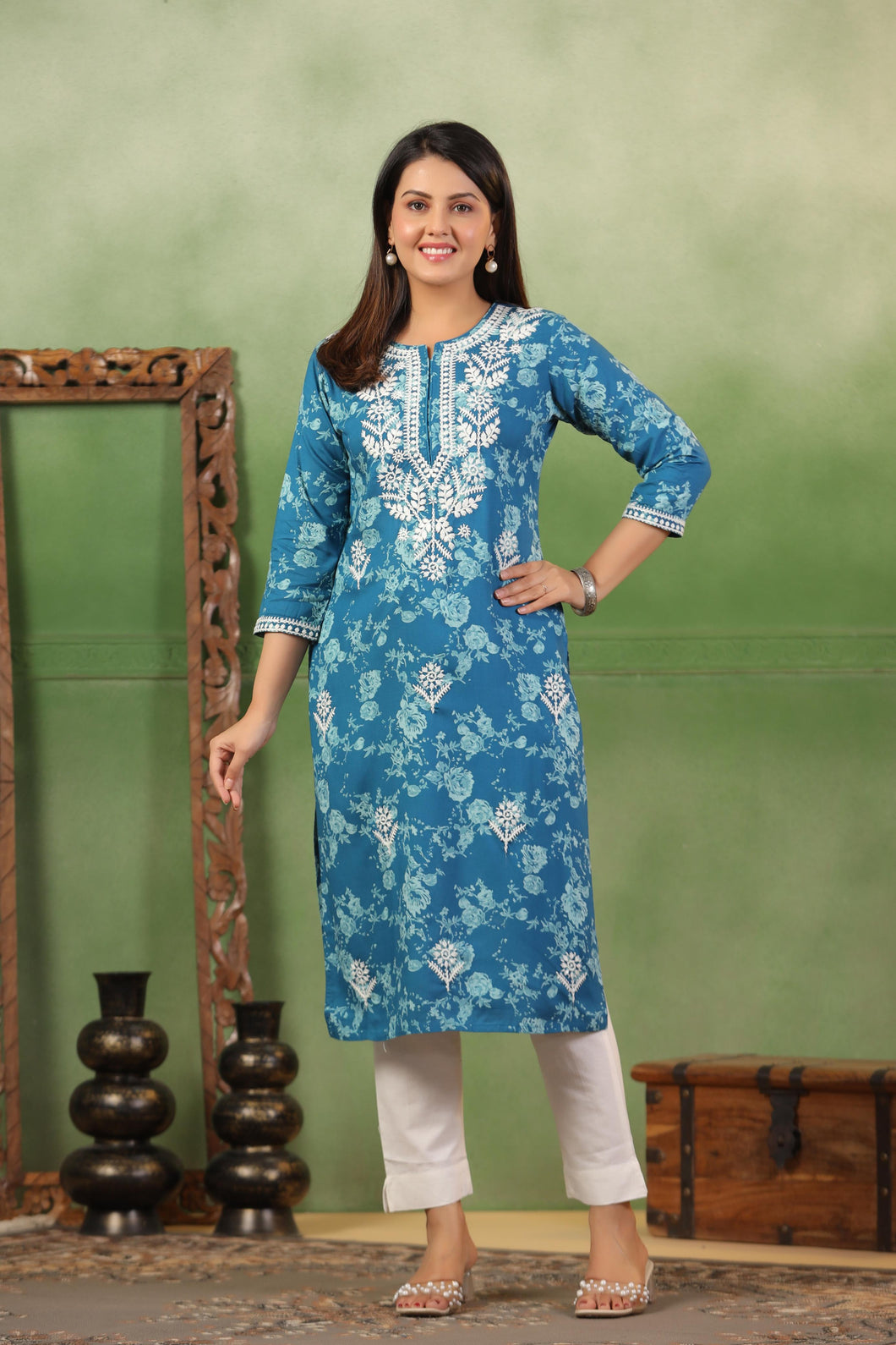 Embroidered Rayon kurta