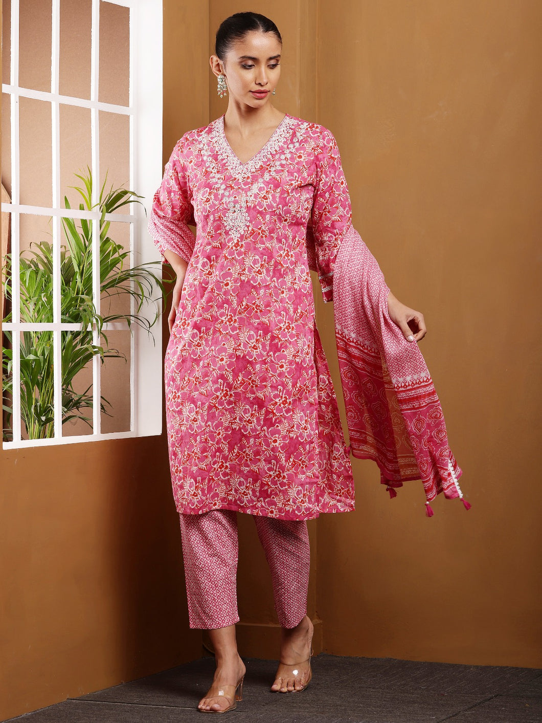 Samar - Cotton Suit set - Pink