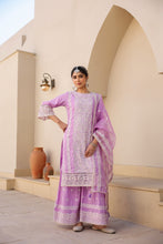 Load image into Gallery viewer, Fida : Sharara Suit Set : Cotton : Lavendar
