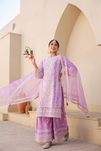 Load image into Gallery viewer, Fida : Sharara Suit Set : Cotton : Lavendar
