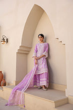 Load image into Gallery viewer, Fida : Sharara Suit Set : Cotton : Lavendar
