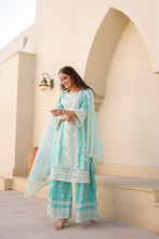 Load image into Gallery viewer, Fida : Cotton Sharara Suit Set : Sea green
