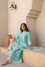 Load image into Gallery viewer, Fida : Cotton Sharara Suit Set : Sea green
