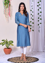 Load image into Gallery viewer, Embroidered Kurta - ZVJ04 - GREY
