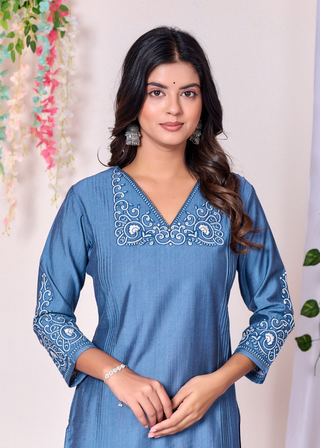 Embroidered Kurta - ZVJ04 - GREY