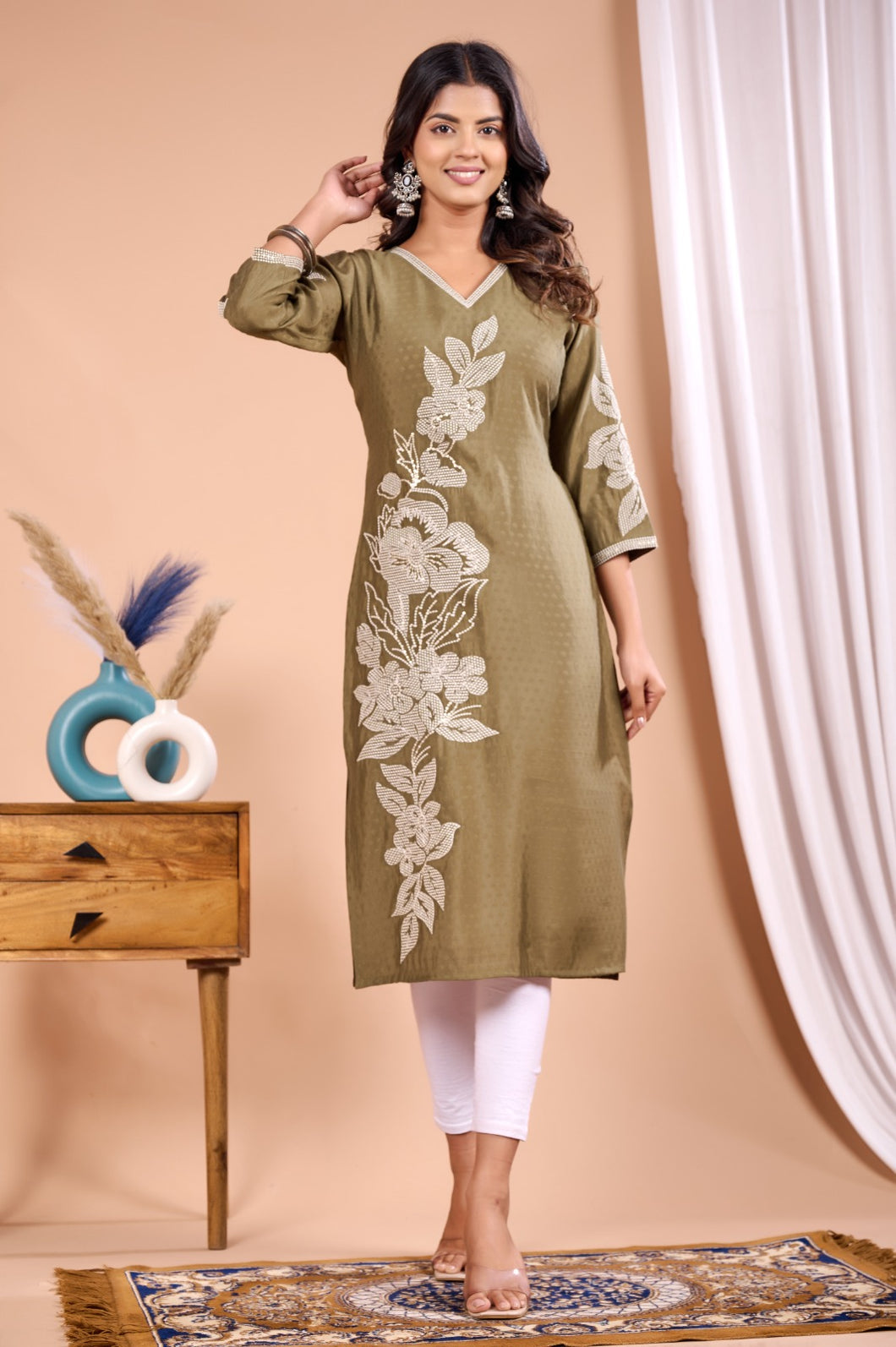 Embroidered Rayon Kurta