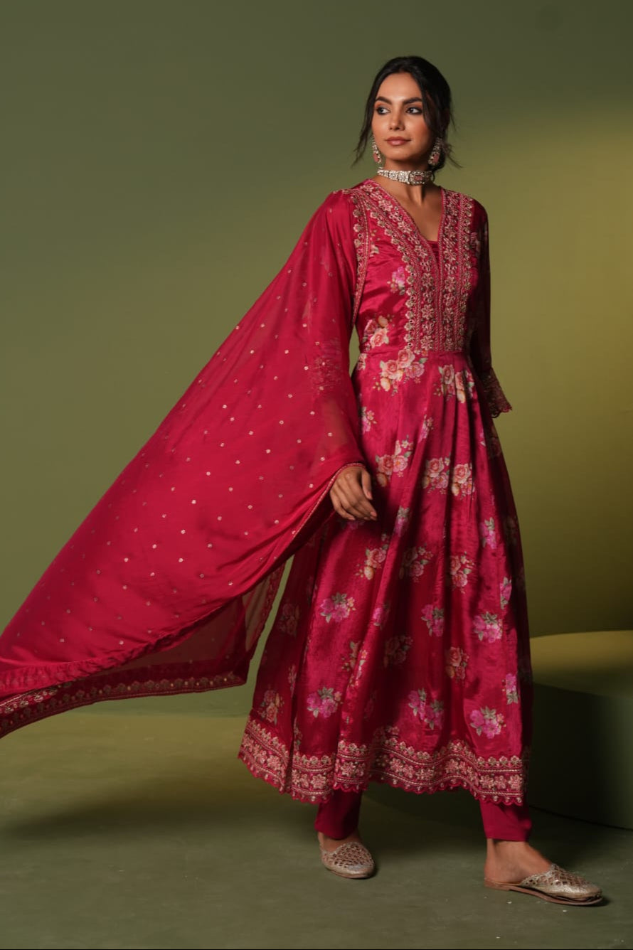 Bahaar _ Anarkali Suit Set _ Chinon Fabric