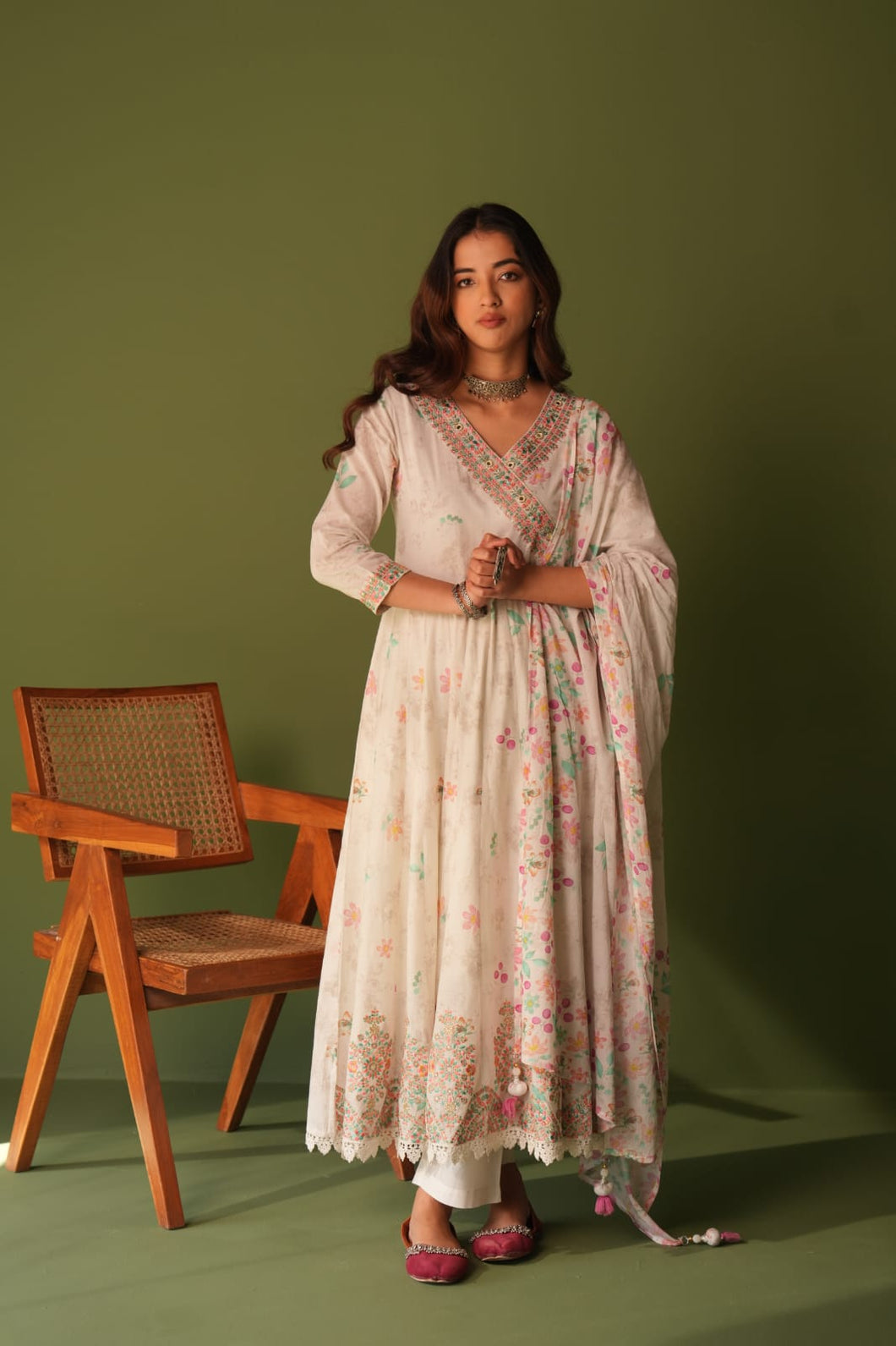 Sanam White Organza Anarkali Suit Set