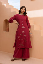 Load image into Gallery viewer, Sahiba - Kurta and pant set - Cotton: maroon
