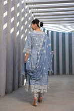 Load image into Gallery viewer, Shruti_Anarkali Suit Set _ Cotton _ Powder Blue
