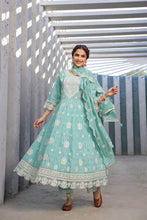 Load image into Gallery viewer, Shruti_Anarkali Suit Set _ Cotton _ Green
