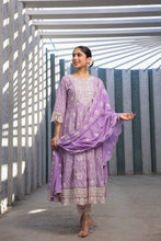 Load image into Gallery viewer, Shruti_Anarkali Suit Set _ Cotton_Lavendar
