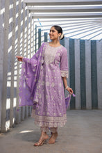 Load image into Gallery viewer, Shruti_Anarkali Suit Set _ Cotton_Lavendar
