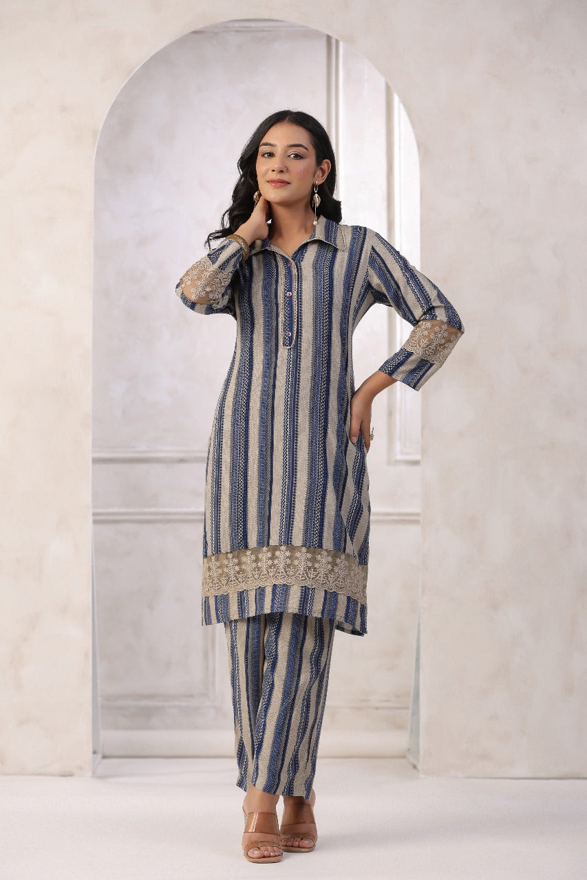 Navy Banjara Kurta & Pant Co-ord Set - PLUS SIZES ONLY
