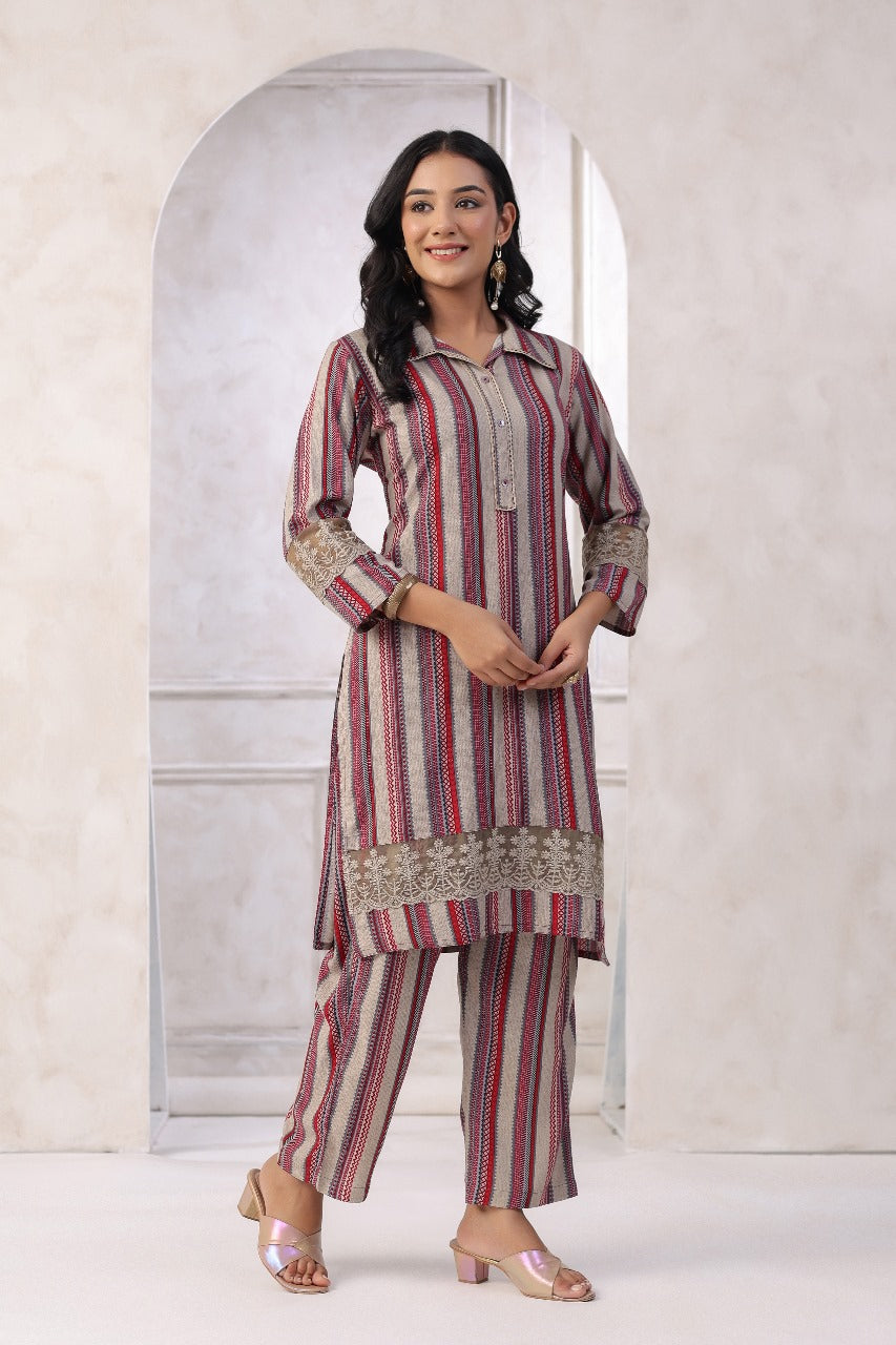 Red Banjara Kurta & Pant Co-ord Set
