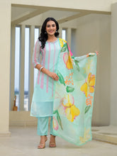 Load image into Gallery viewer, Blue Kurta Pant &amp; Dupatta Suit Set
