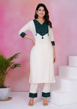 Load image into Gallery viewer, Ethnic White &amp; Green Coord Set
