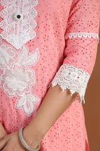Load image into Gallery viewer, Pink Lace Kurta Pant and Dupatta Set
