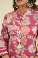 Load image into Gallery viewer, Mauve Floral Kurta and Pant set
