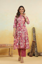 Load image into Gallery viewer, Mauve Floral Kurta and Pant set
