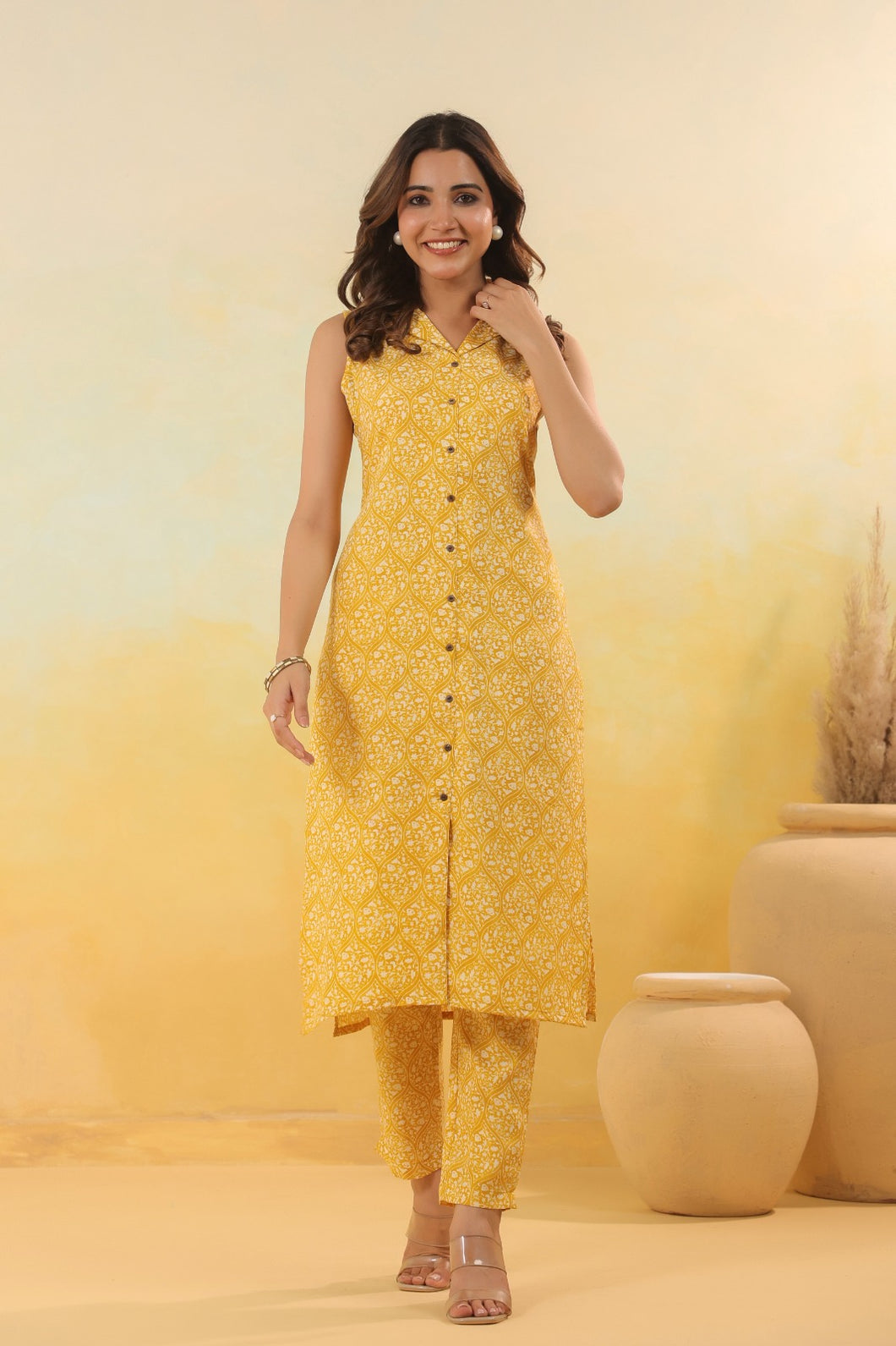 Yellow Rayon Co-ord Set
