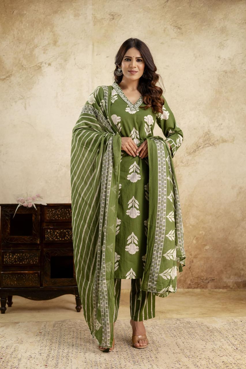 Kurta Pant & Dupatta Suit Set - ANM105