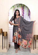 Load image into Gallery viewer, Grey Premium Kurta Pant &amp; Dupatta Suit Set
