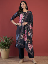 Load image into Gallery viewer, Premium Black Kurta Pant &amp; Dupatta Suit set
